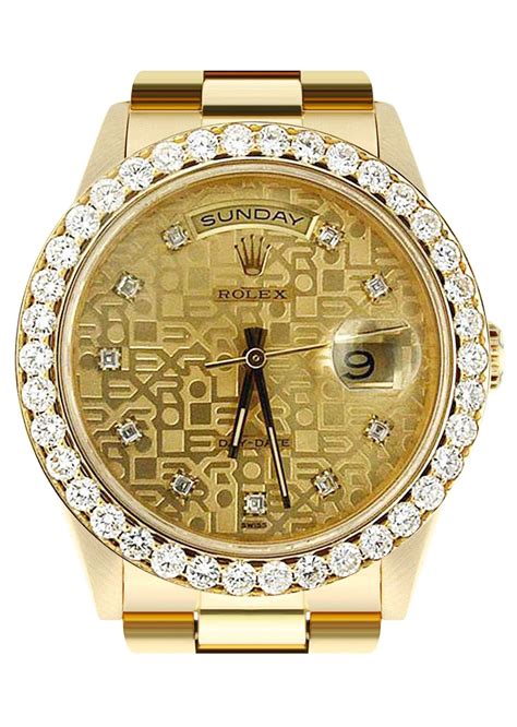 rolex 18k yg 36mm day-date diamond watch